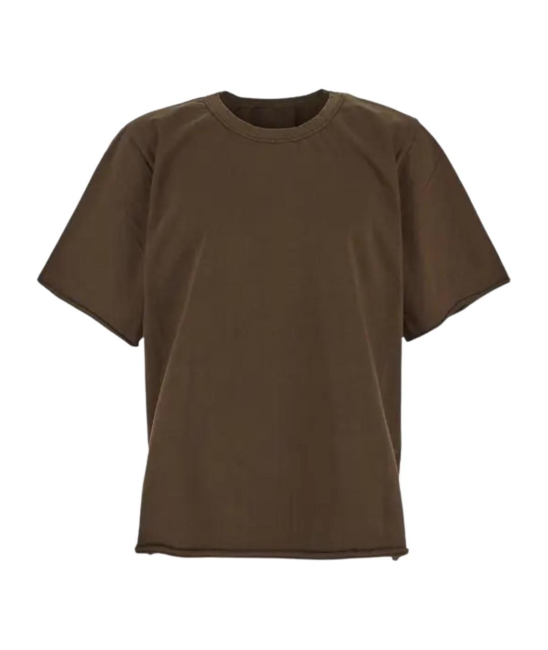 UMA WANG Коричневая хлопковая футболка, фото 1