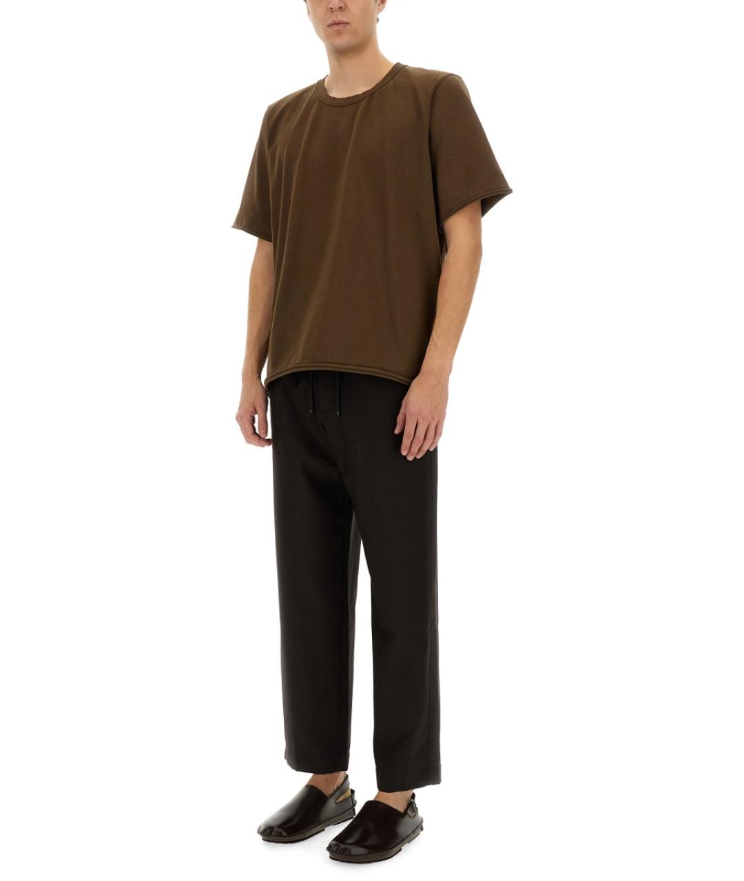 UMA WANG Коричневая хлопковая футболка, фото 3