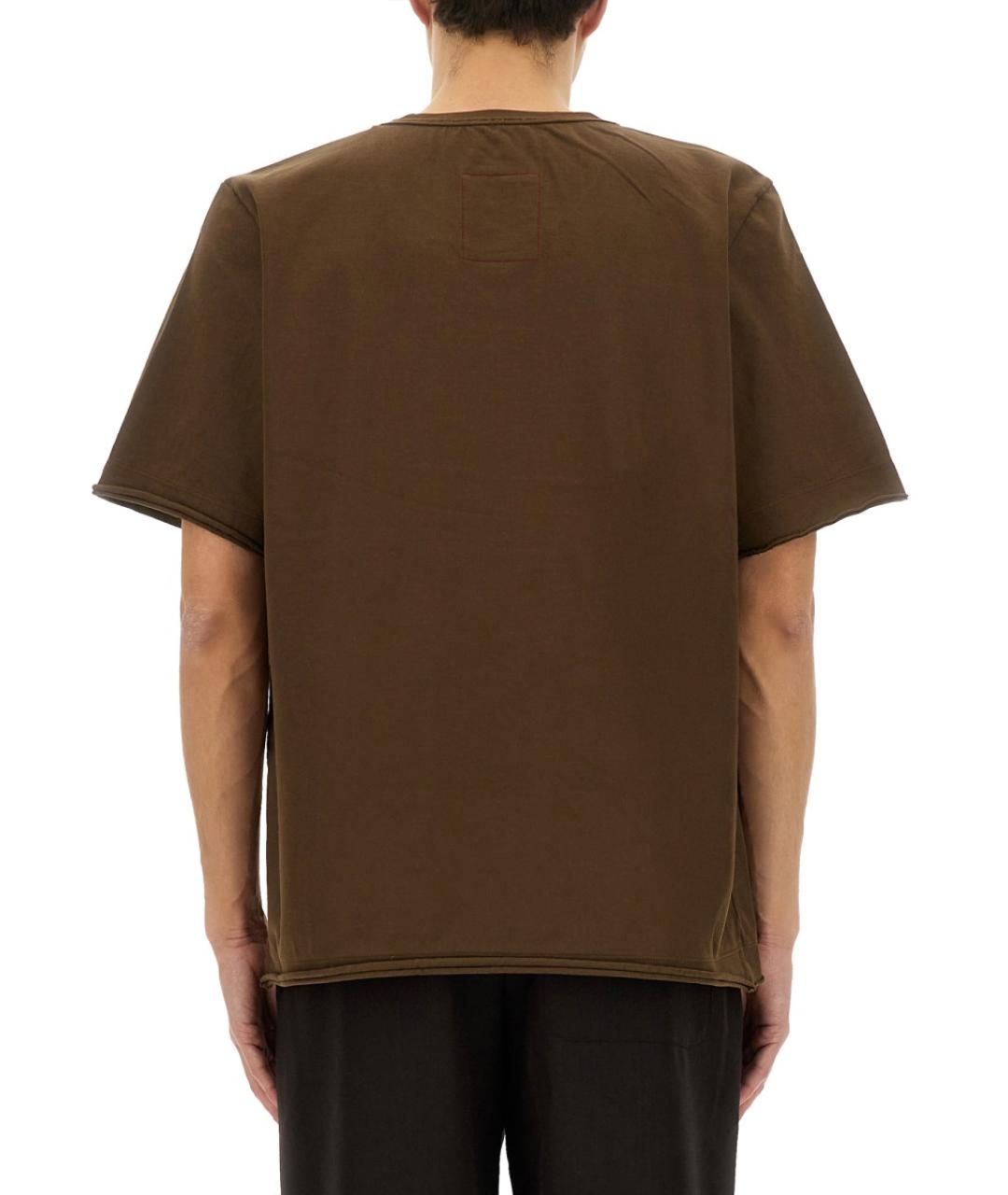 UMA WANG Коричневая хлопковая футболка, фото 4