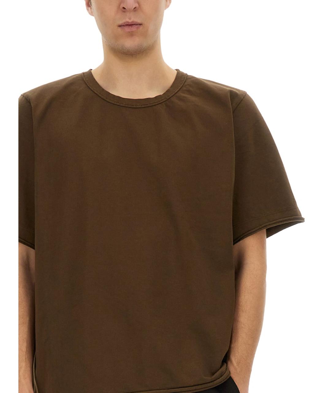 UMA WANG Коричневая хлопковая футболка, фото 5
