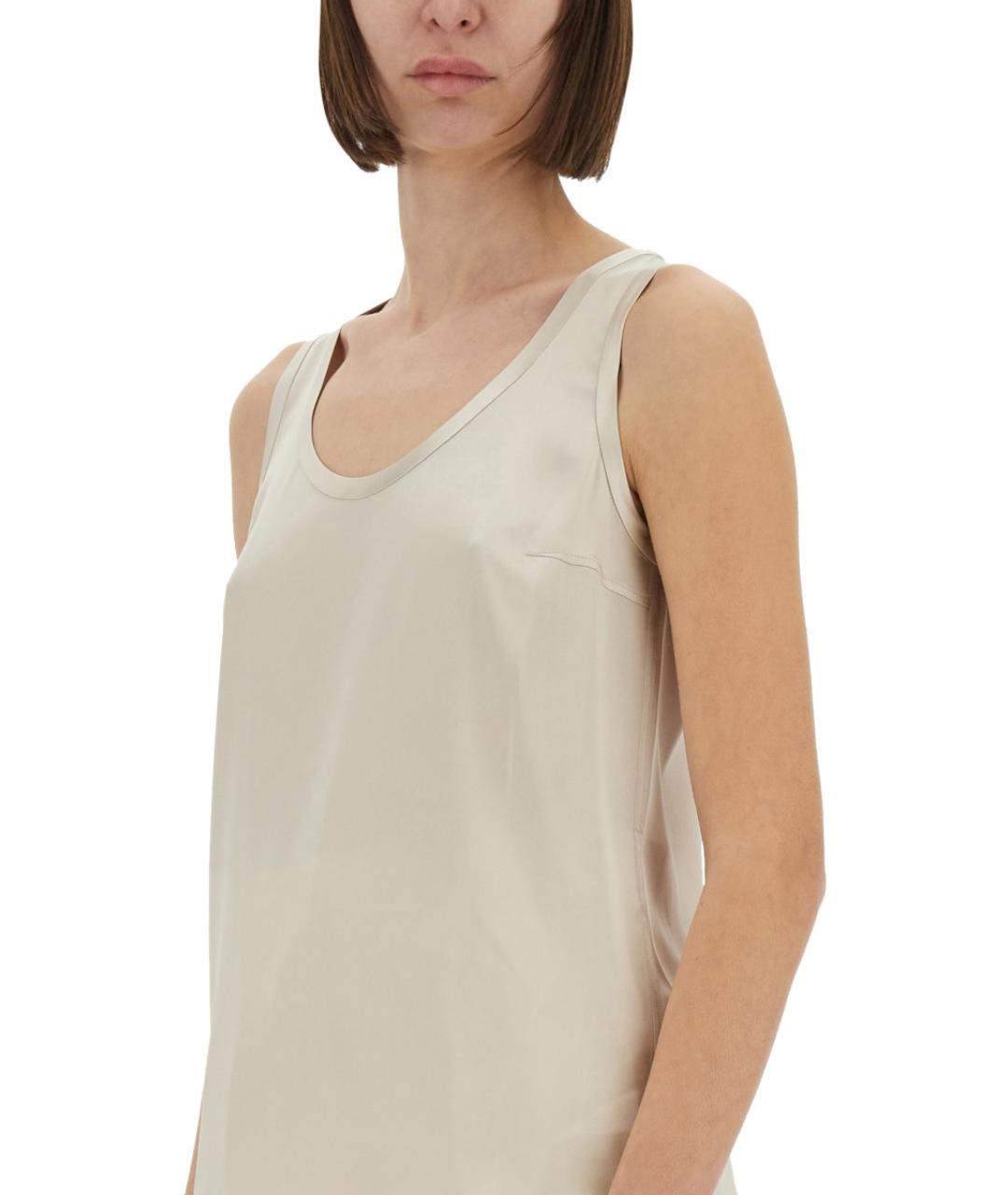 BRUNELLO CUCINELLI Бежевая шелковая майка, фото 5