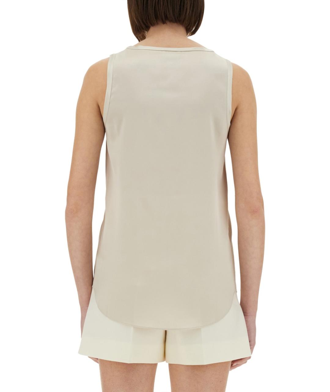 BRUNELLO CUCINELLI Бежевая шелковая майка, фото 4