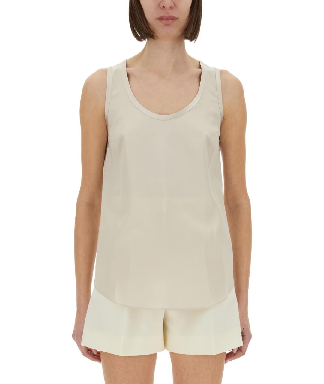 BRUNELLO CUCINELLI Бежевая шелковая майка, фото 2