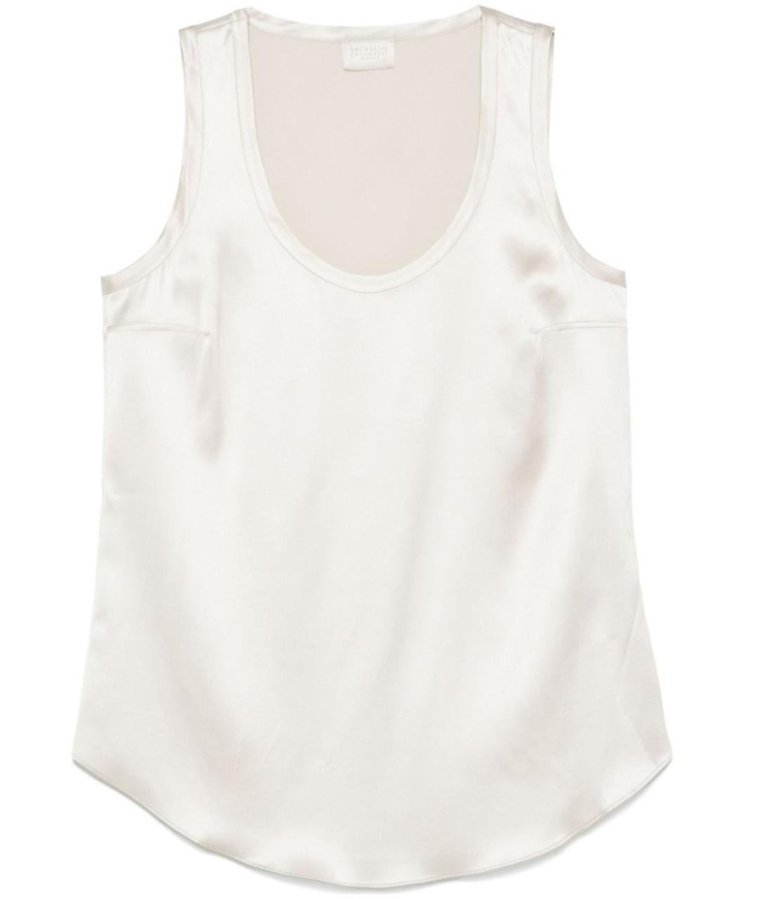 BRUNELLO CUCINELLI Бежевая шелковая майка, фото 1