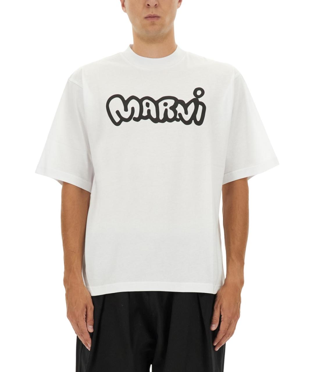 MARNI Белая хлопковая футболка, фото 2