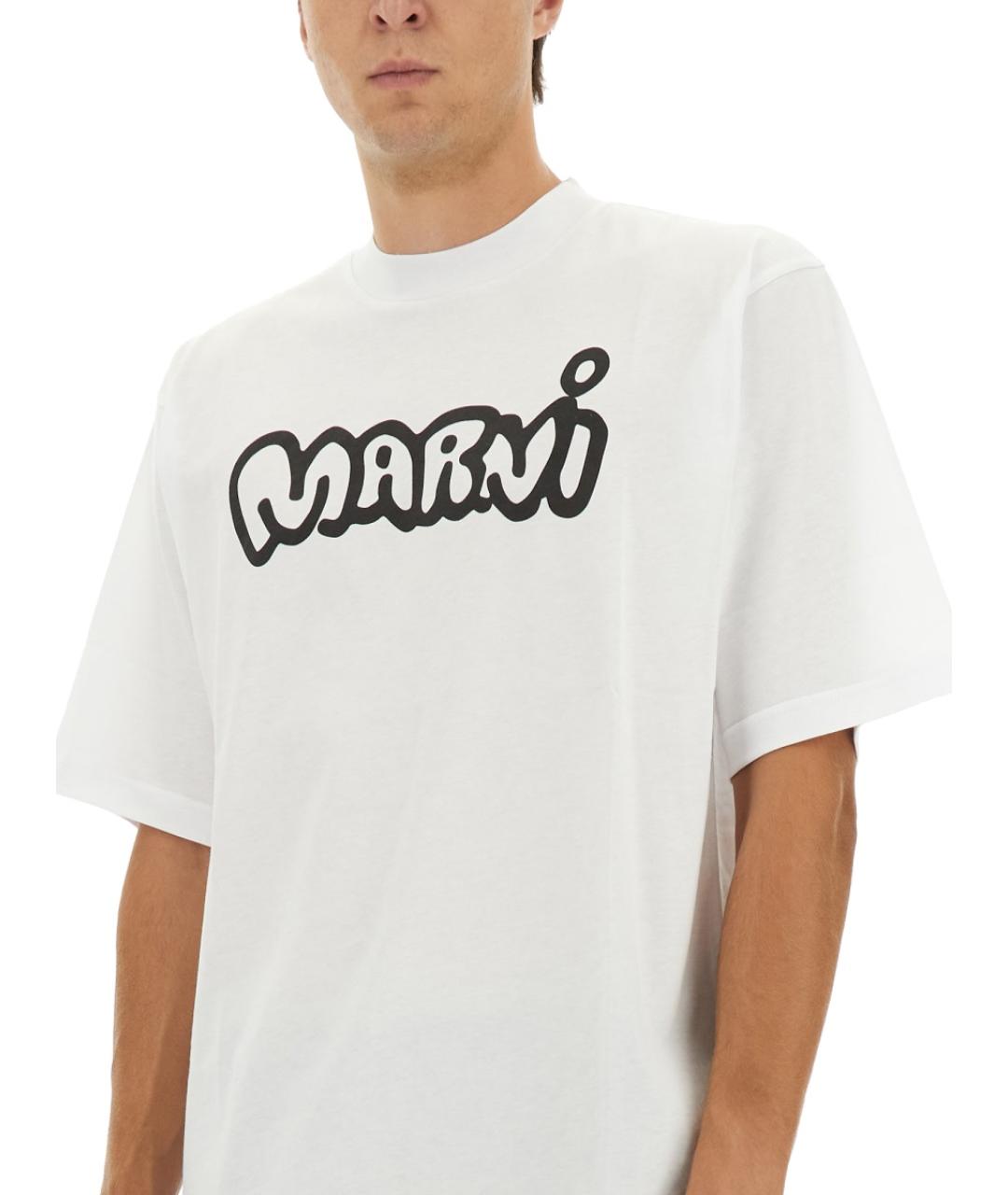 MARNI Белая хлопковая футболка, фото 5