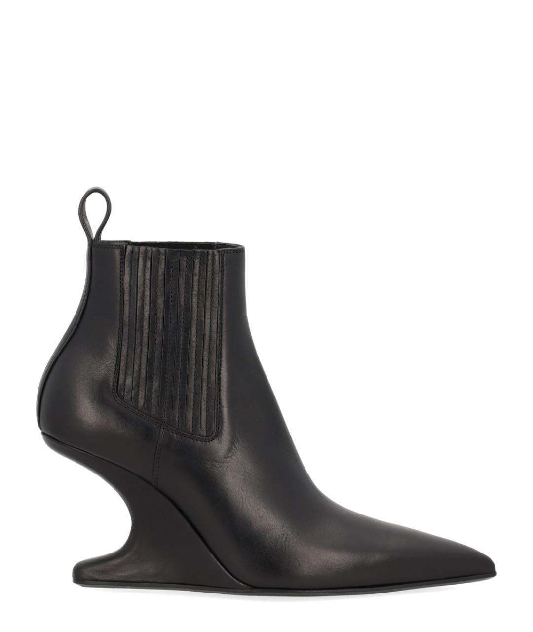 RICK OWENS Черные кожаные полусапоги, фото 1