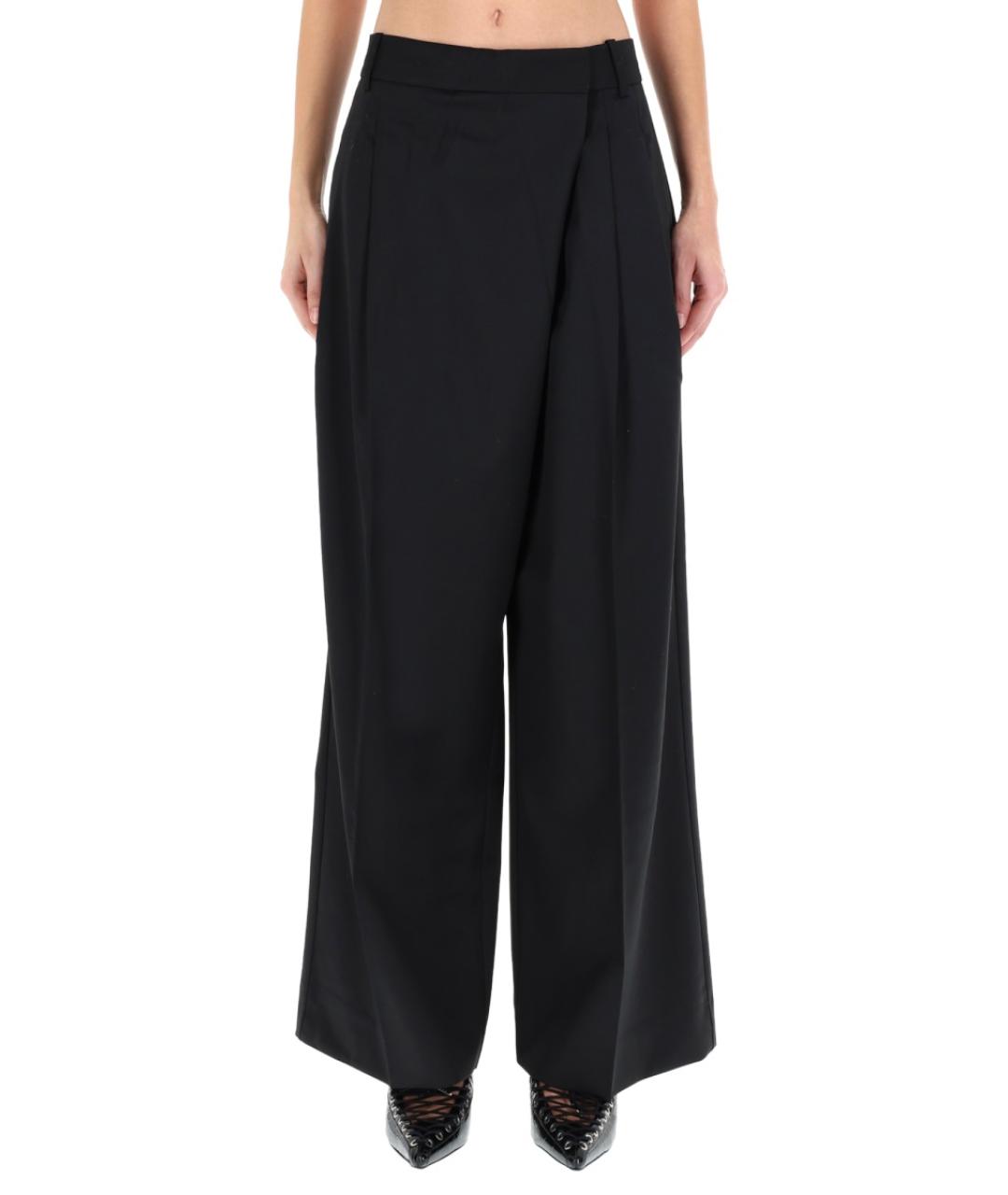 GANNI Черные полиэстеровые прямые брюки, фото 2