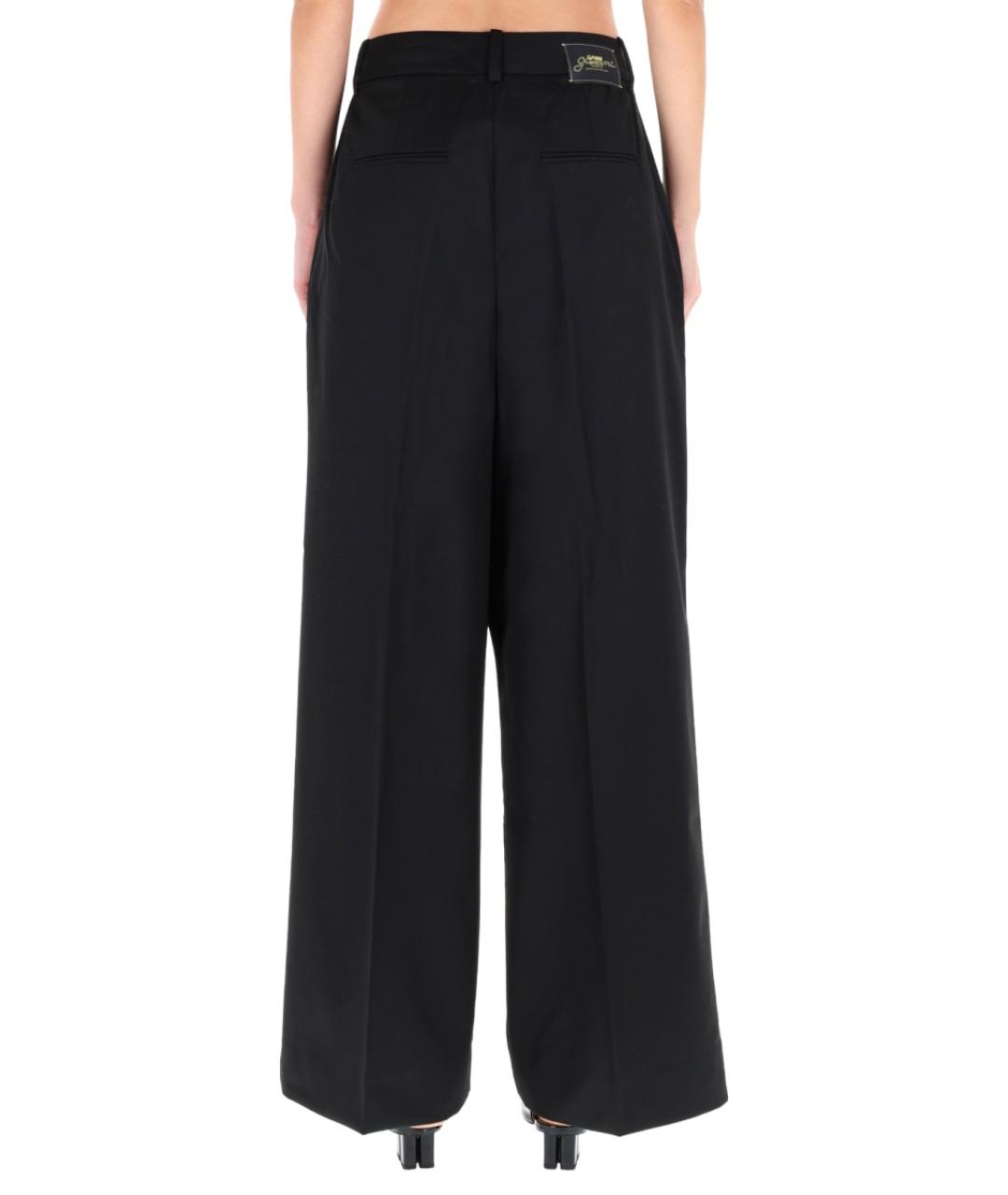 GANNI Черные полиэстеровые прямые брюки, фото 5