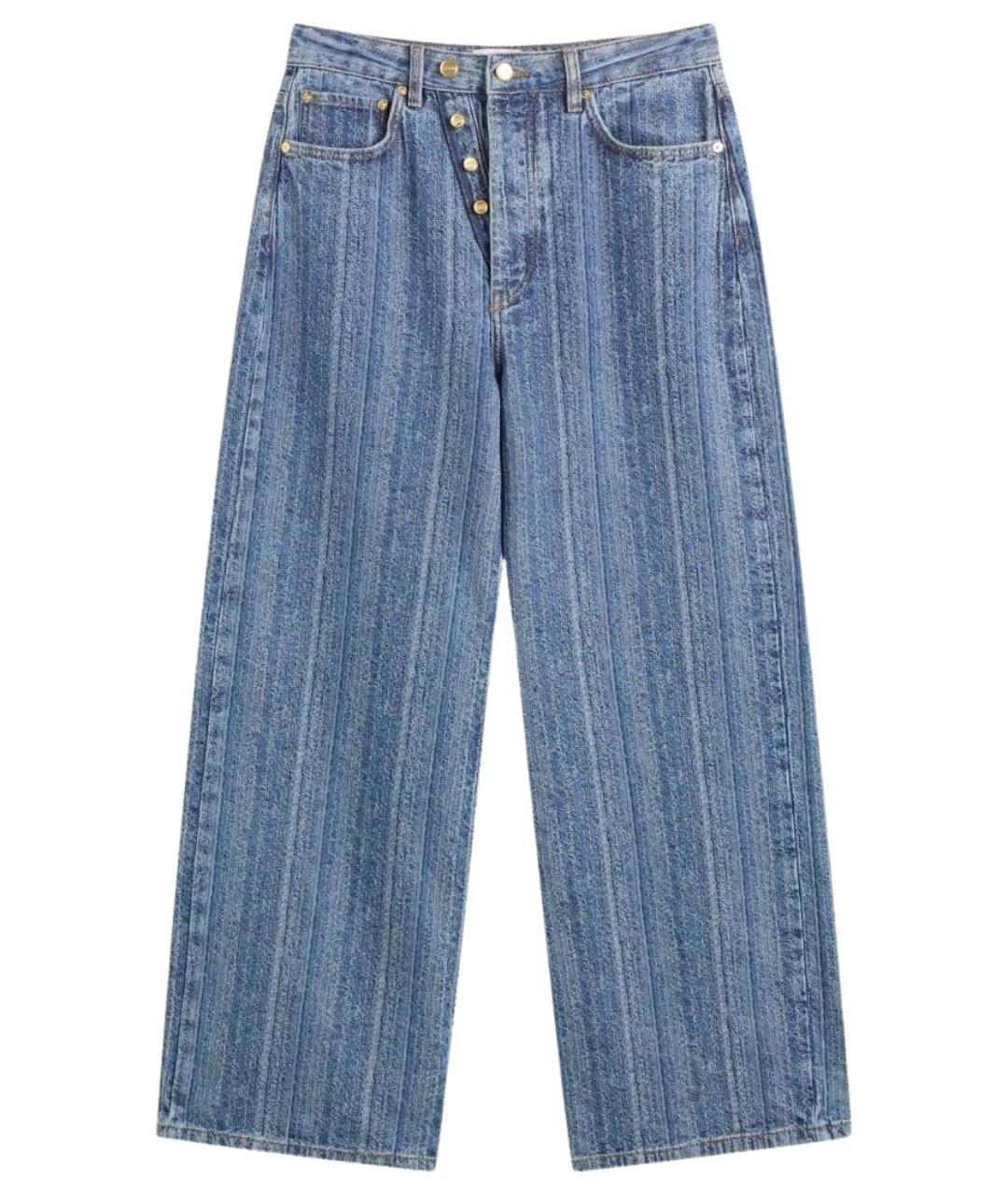 GANNI Синие хлопковые прямые джинсы, фото 1