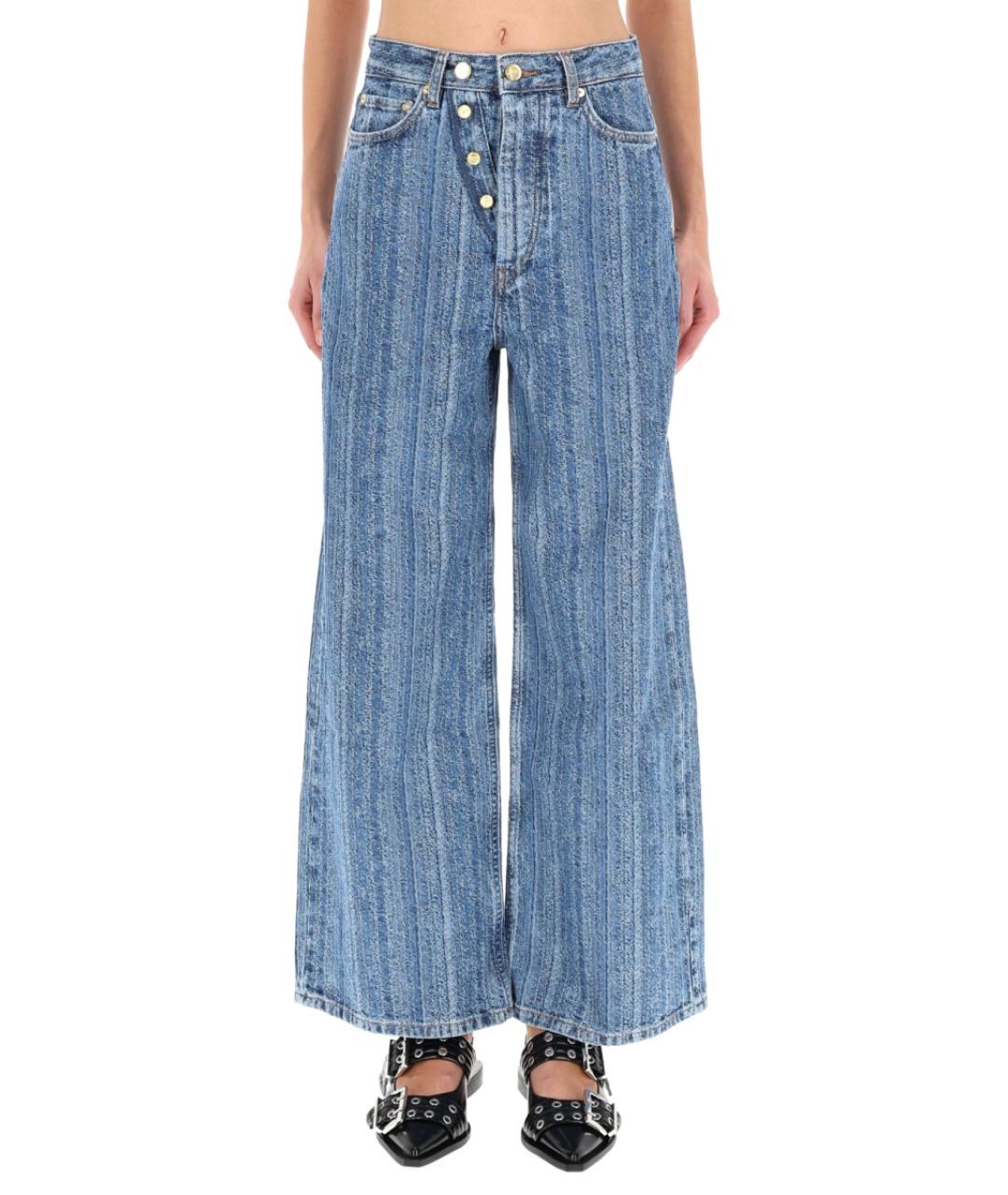 GANNI Синие хлопковые прямые джинсы, фото 5