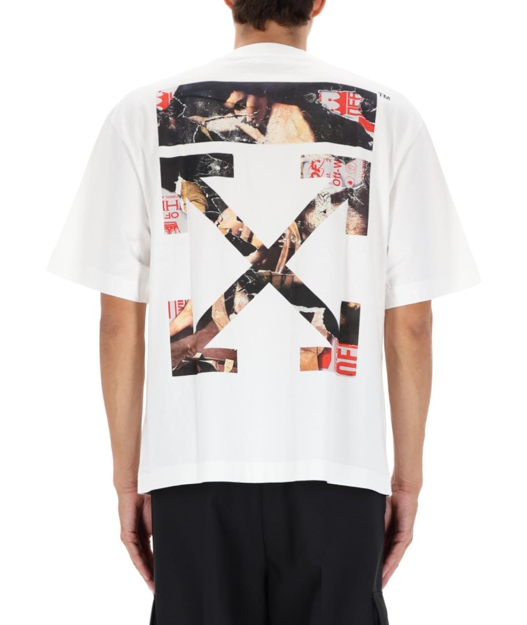 OFF-WHITE Белая хлопковая футболка, фото 4