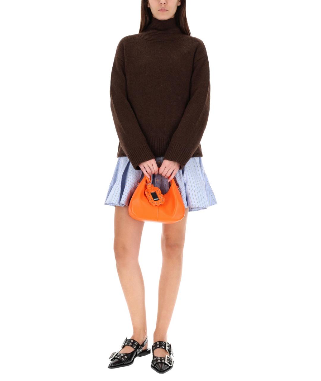 GANNI Коричневый шерстяной джемпер / свитер, фото 3