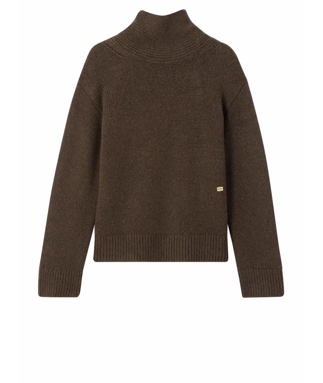 GANNI Коричневый шерстяной джемпер / свитер, фото 1