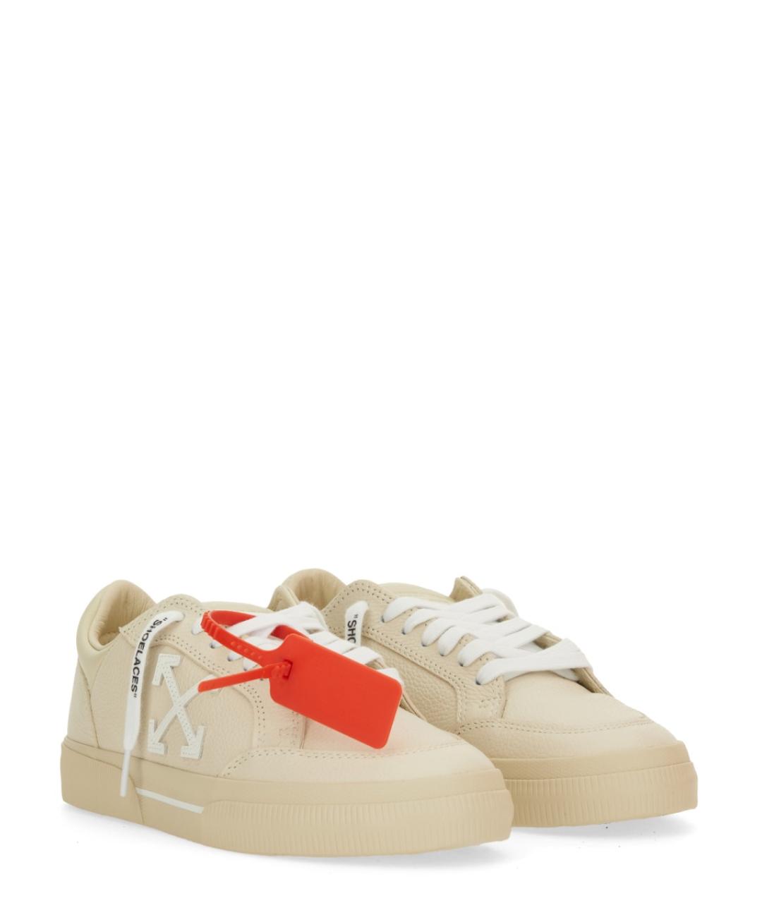 OFF-WHITE Бежевые кожаные кроссовки, фото 2