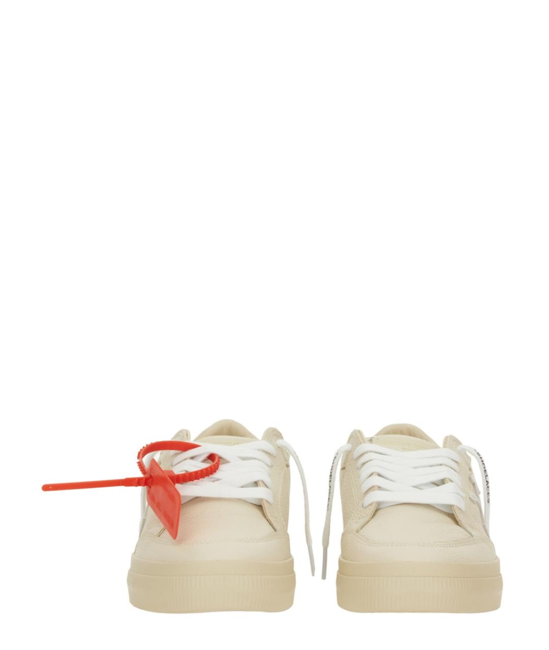 OFF-WHITE Бежевые кожаные кроссовки, фото 4