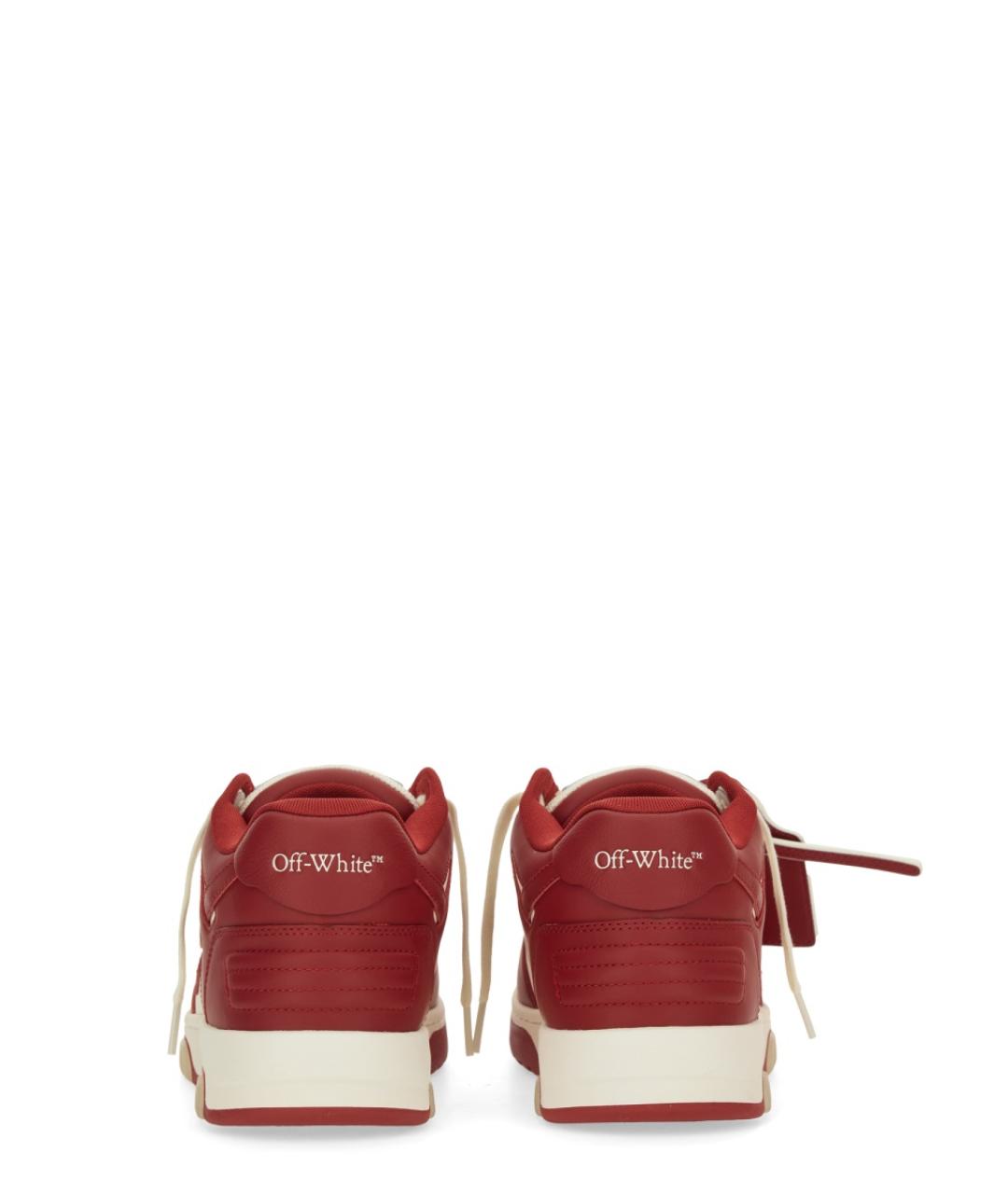 OFF-WHITE Красные кожаные низкие кроссовки / кеды, фото 3