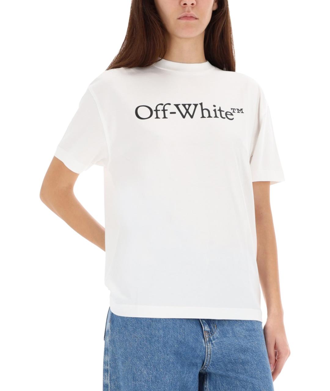 OFF-WHITE Белая хлопковая футболка, фото 5