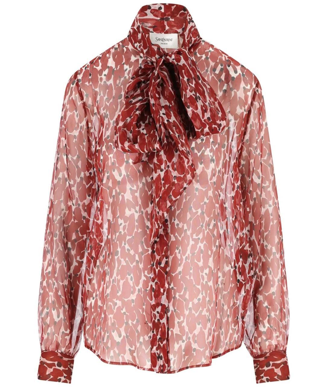 SAINT LAURENT Красная шелковая рубашка, фото 1
