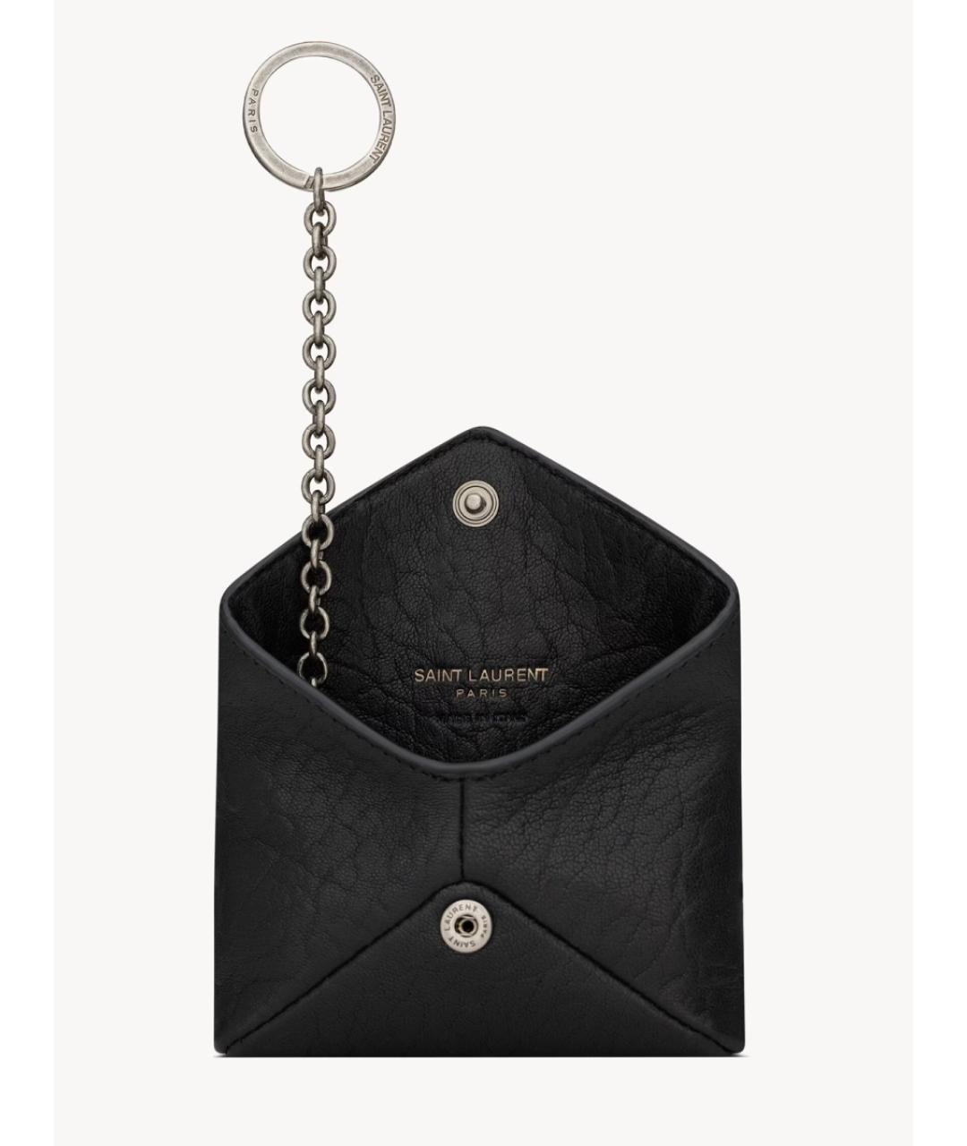 SAINT LAURENT Черный кожаный кошелек, фото 3