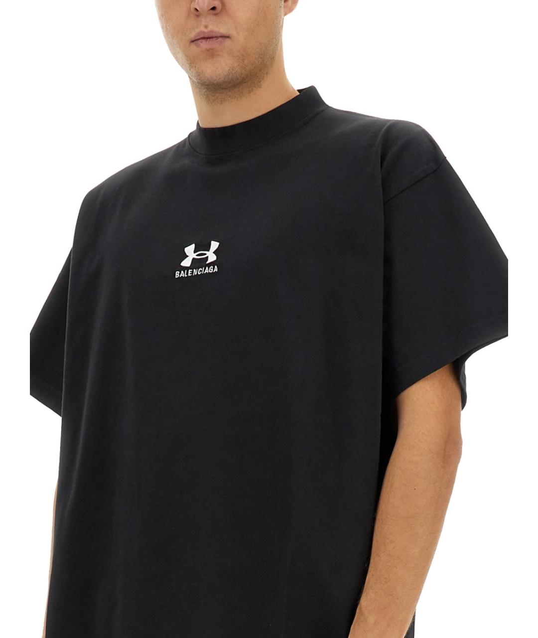 BALENCIAGA Черная хлопковая футболка, фото 5