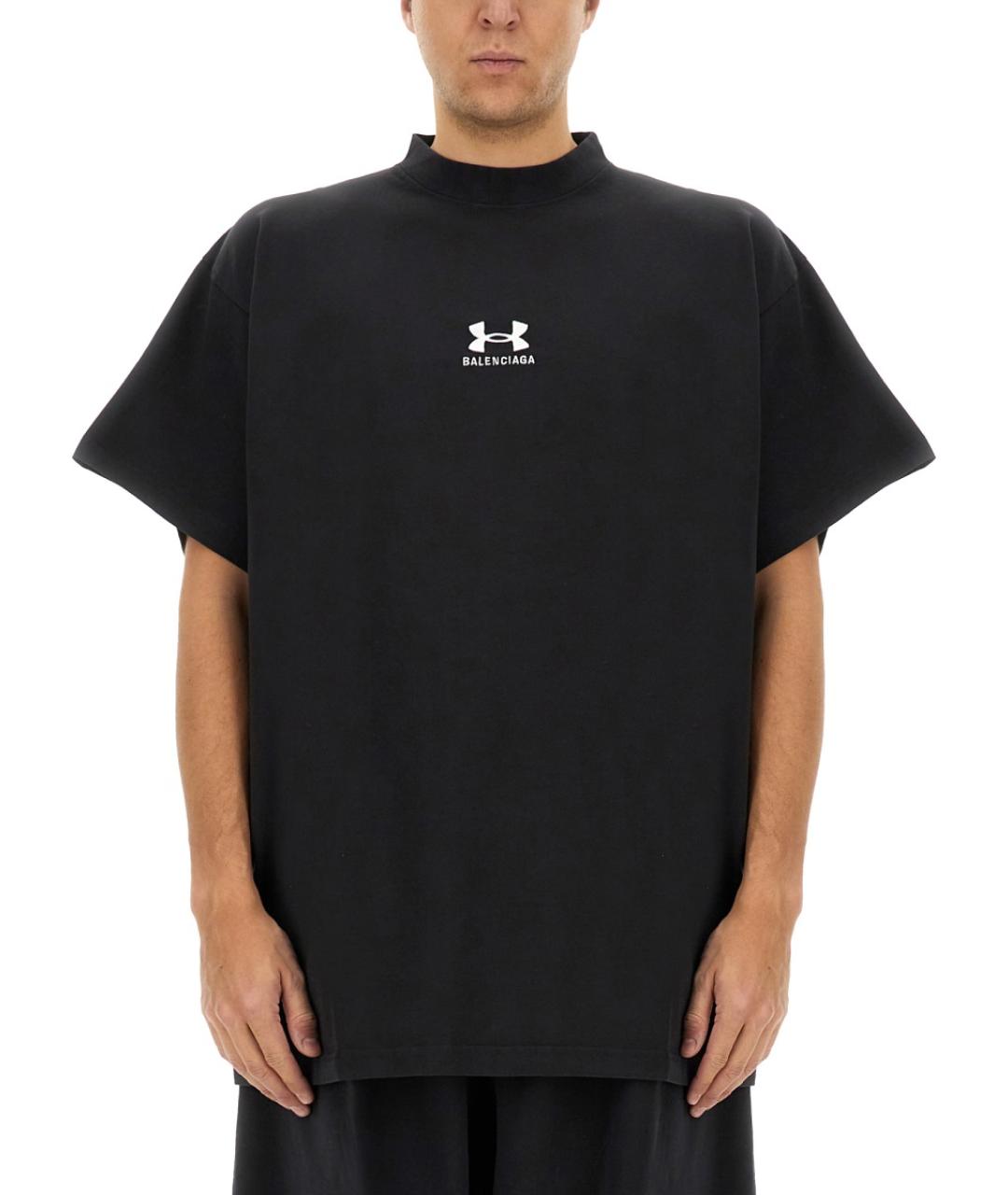 BALENCIAGA Черная хлопковая футболка, фото 2
