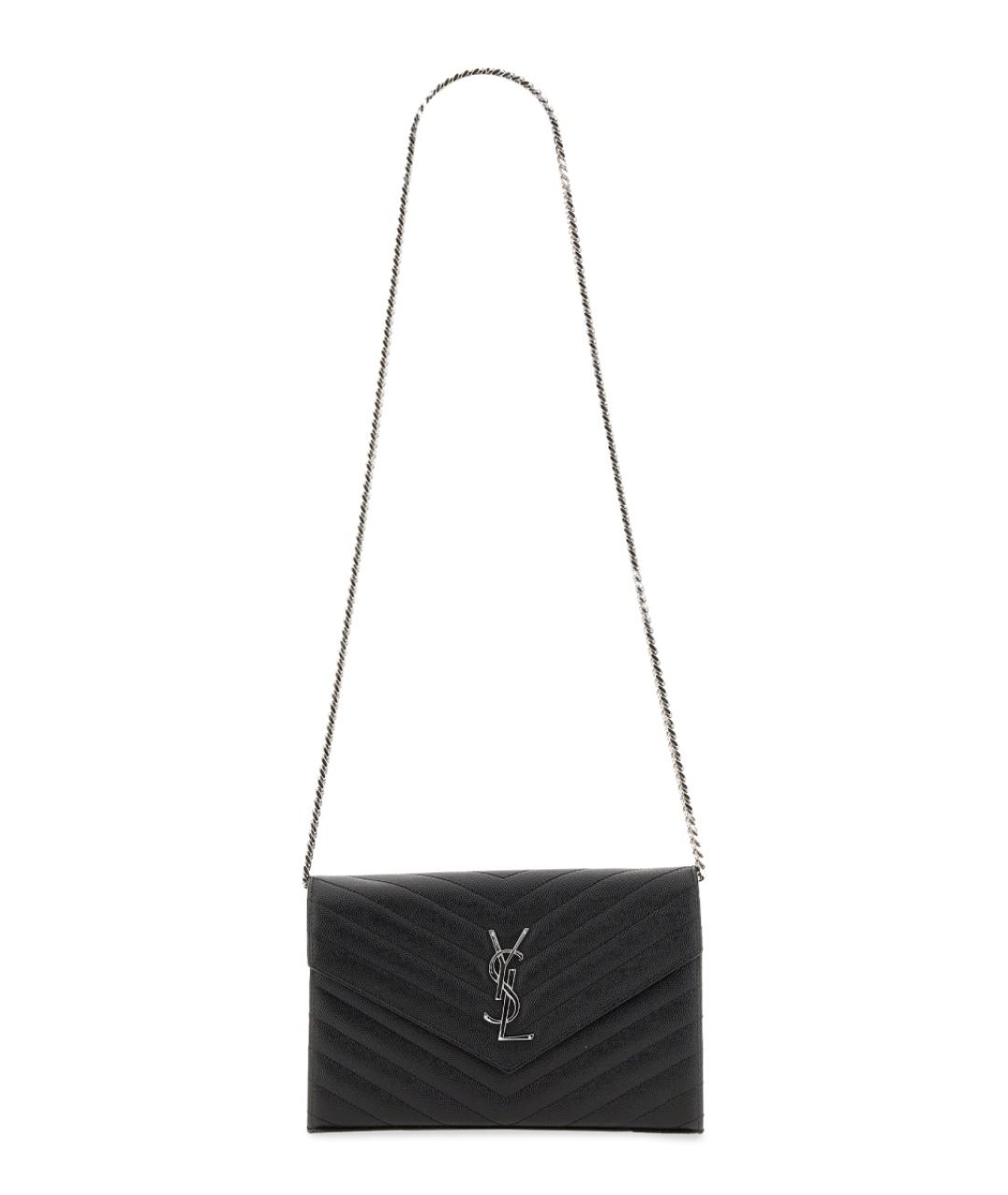 SAINT LAURENT Черный кожаный кошелек, фото 1