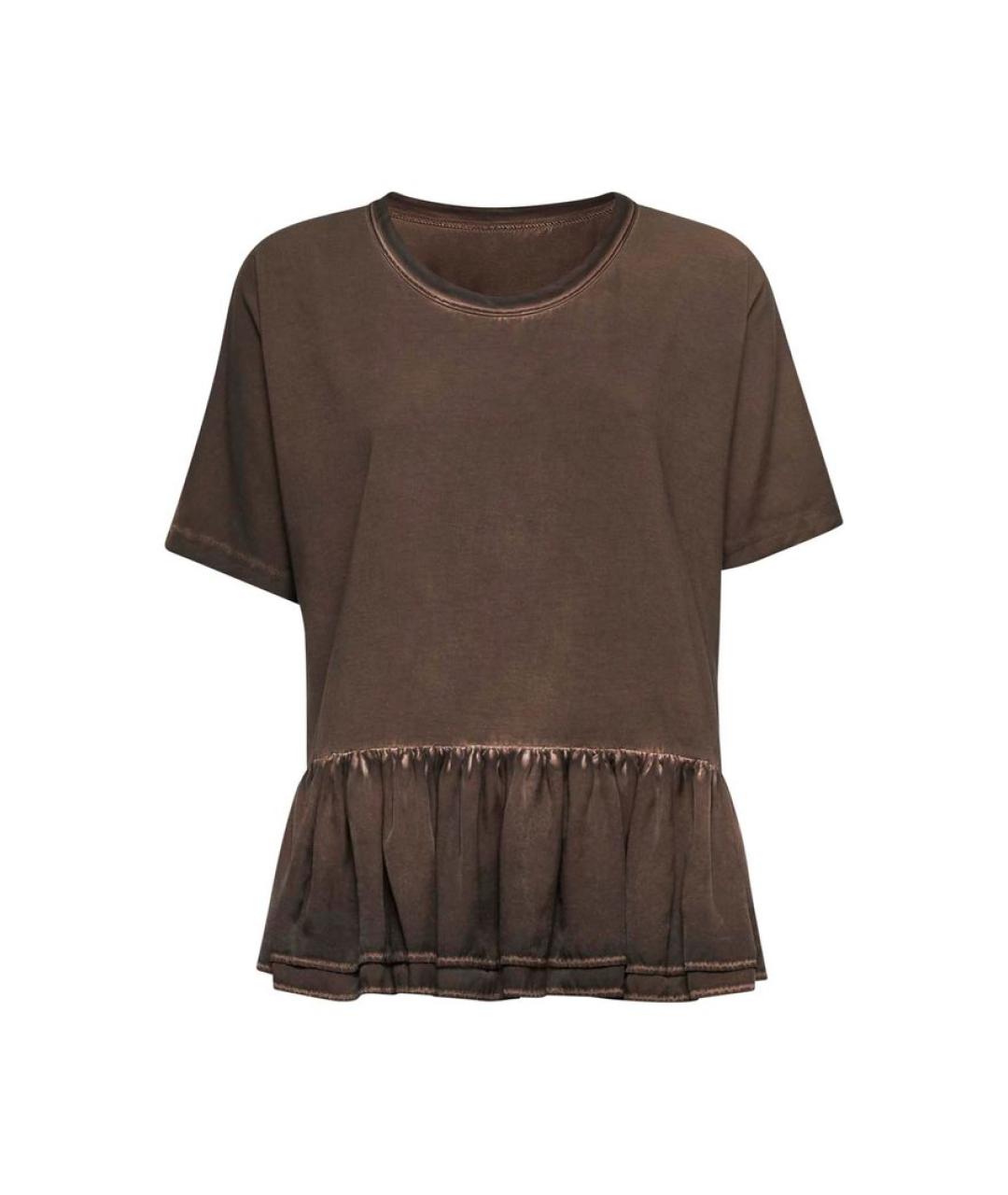 UMA WANG Коричневая хлопковая футболка, фото 1