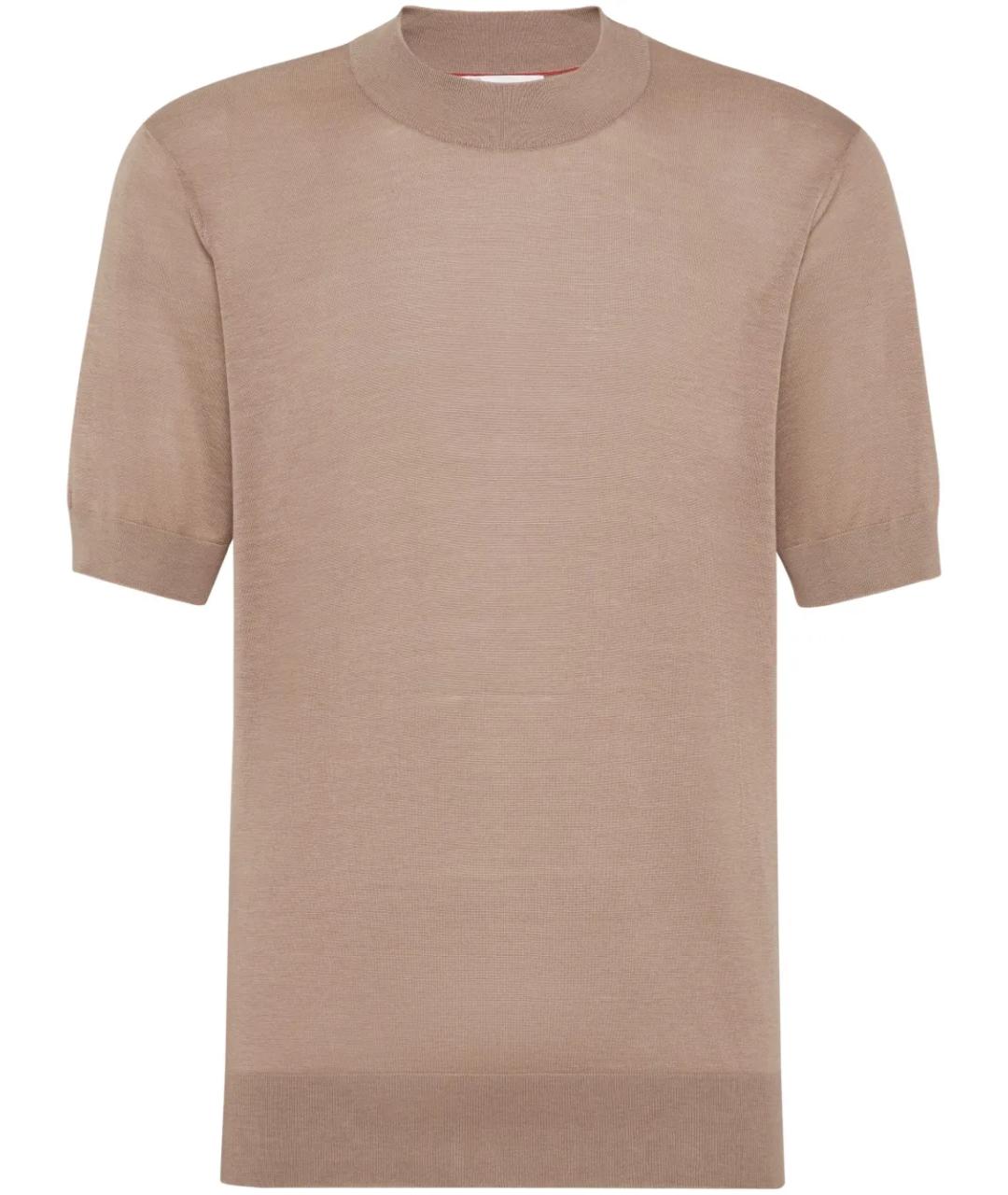 BRUNELLO CUCINELLI Коричневая футболка, фото 1