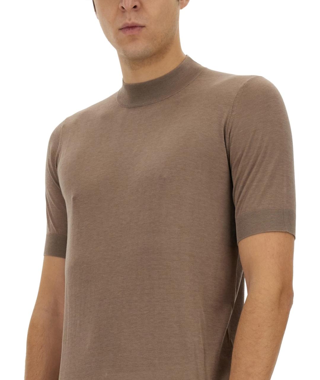 BRUNELLO CUCINELLI Коричневая футболка, фото 5