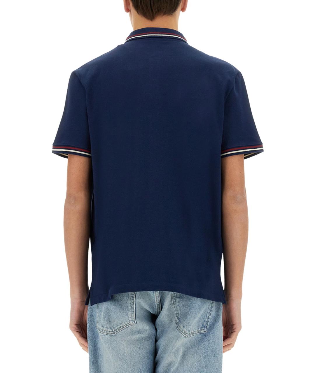 VALENTINO Синее хлопковое поло с коротким рукавом, фото 4