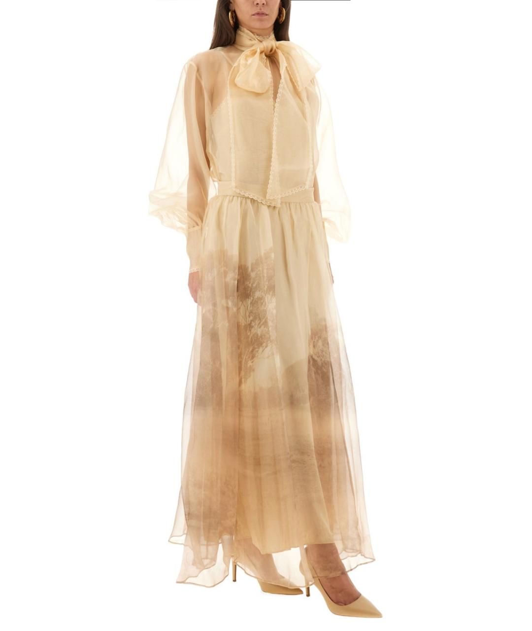 ZIMMERMANN Бежевая шелковая юбка макси, фото 3