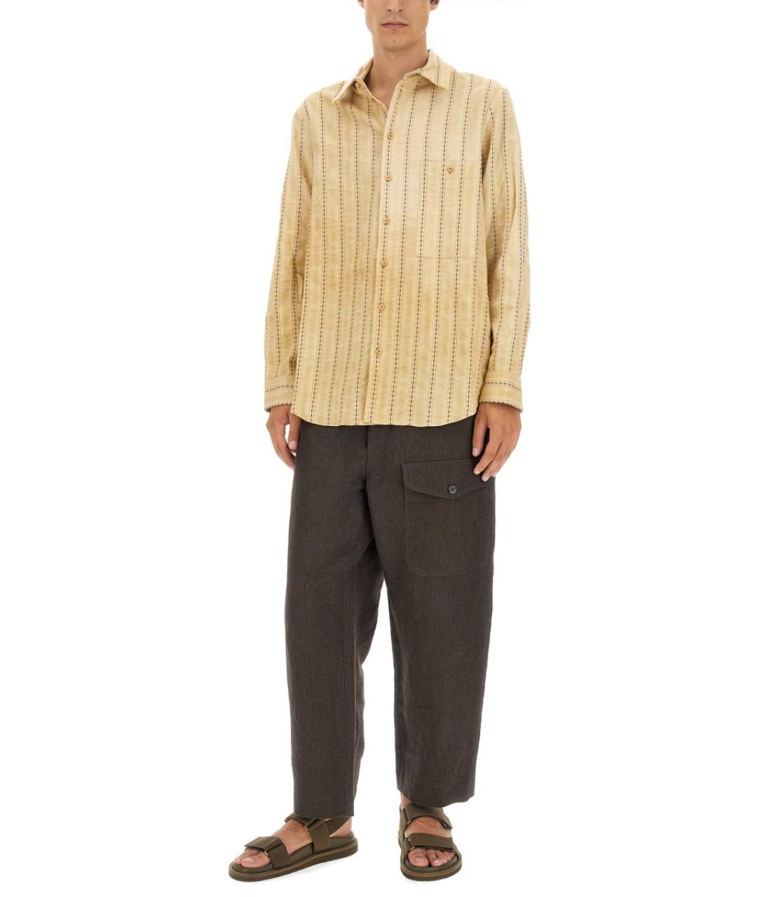 UMA WANG Бежевая хлопковая кэжуал рубашка, фото 3