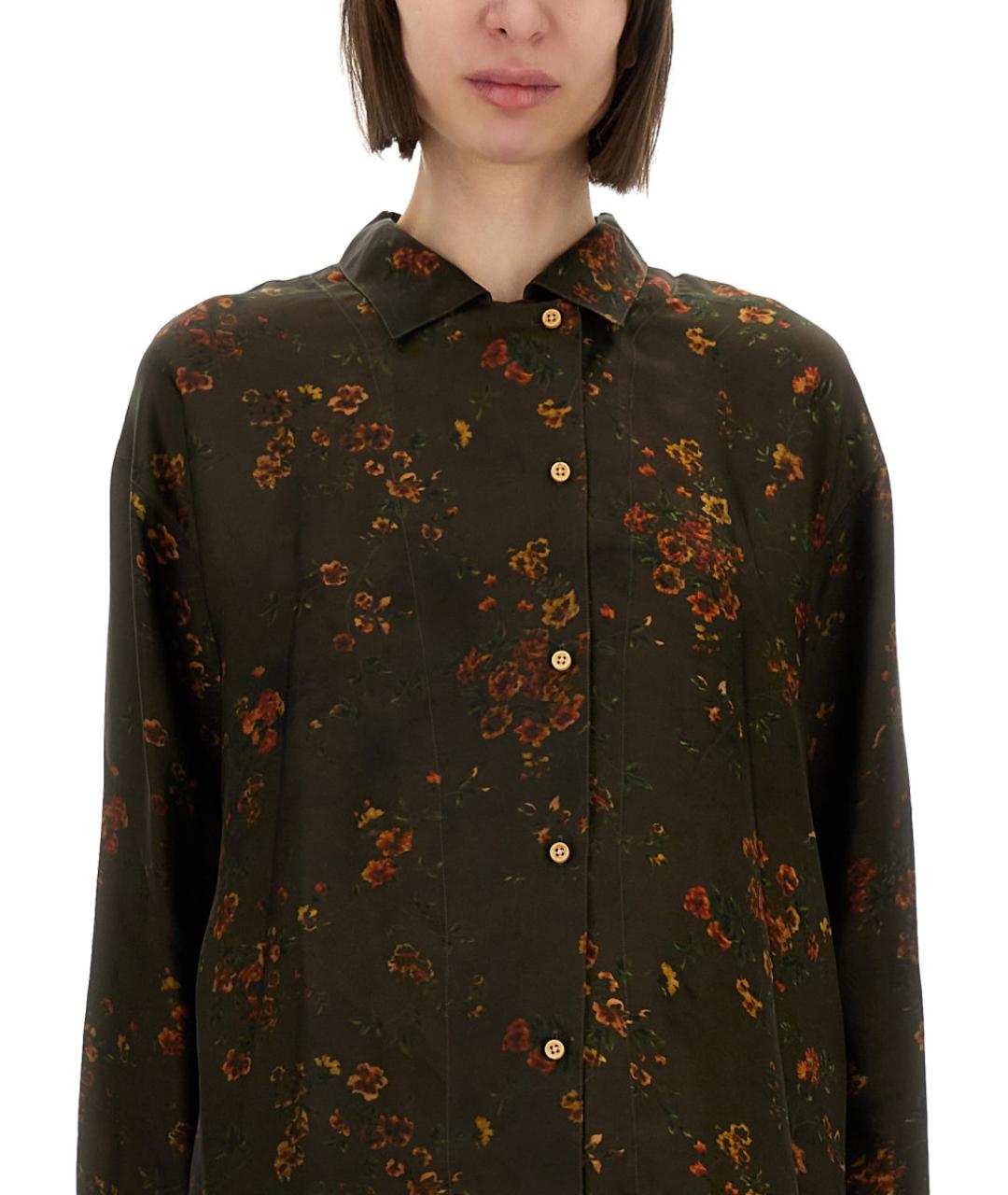 UMA WANG Зеленая вискозная рубашка, фото 5