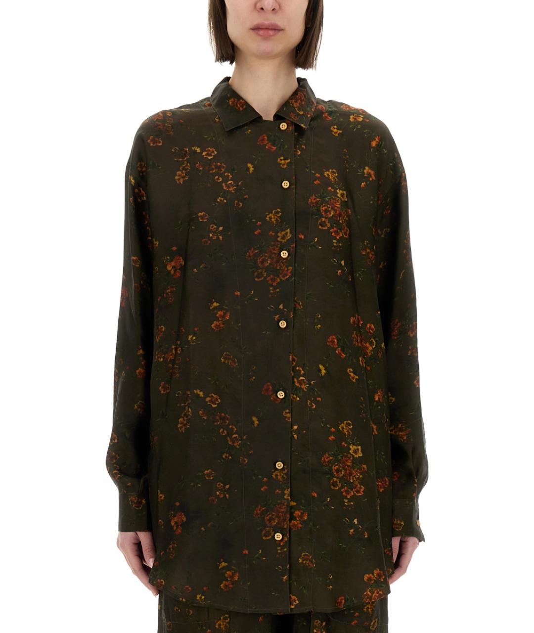 UMA WANG Зеленая вискозная рубашка, фото 2