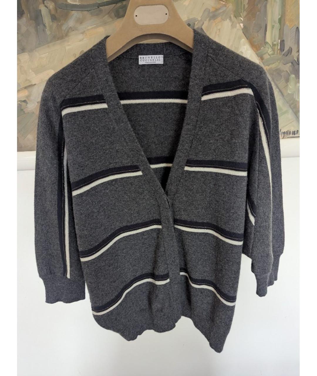 BRUNELLO CUCINELLI Антрацитовый кашемировый кардиган, фото 10