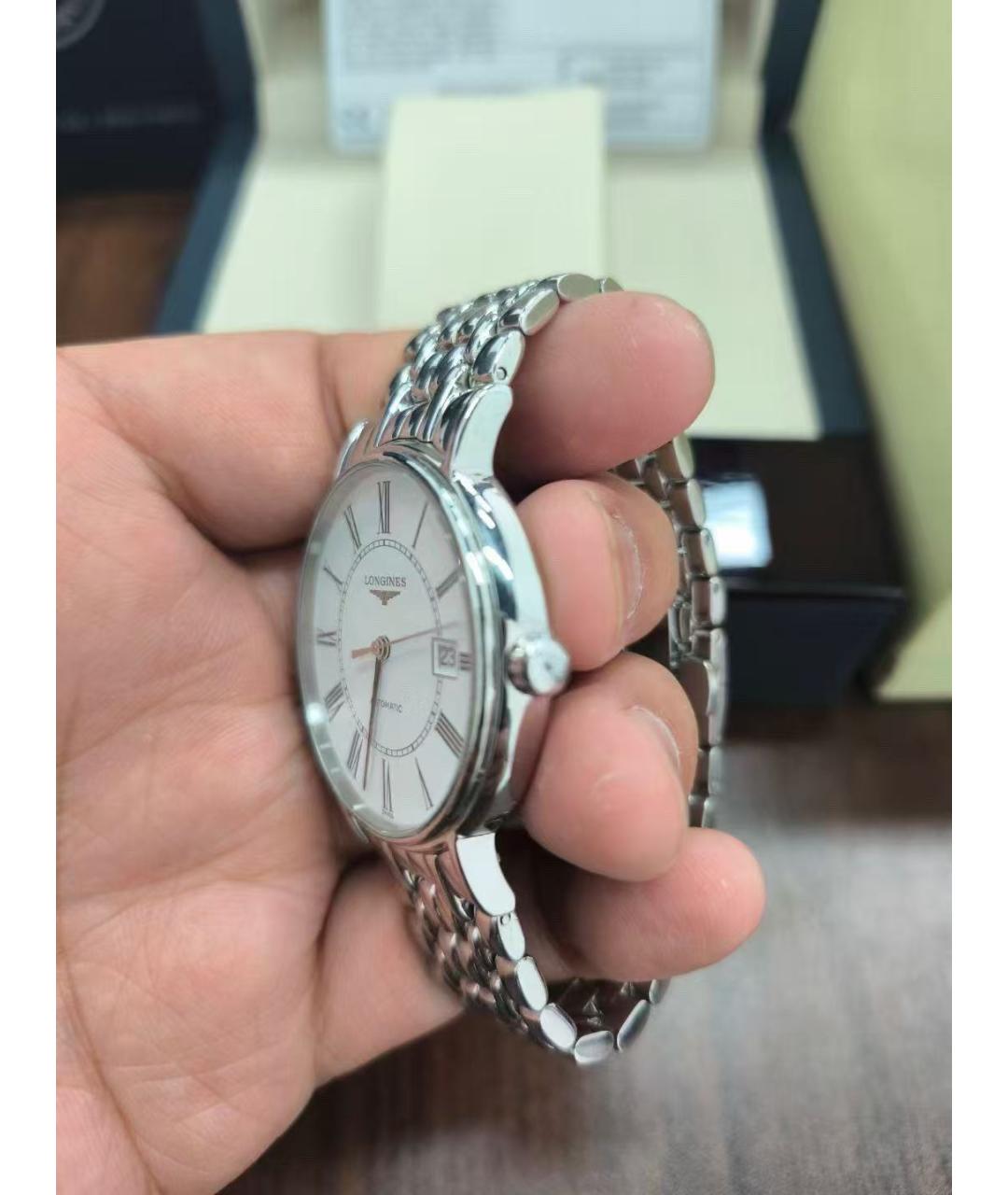 LONGINES Белые стальные часы, фото 4