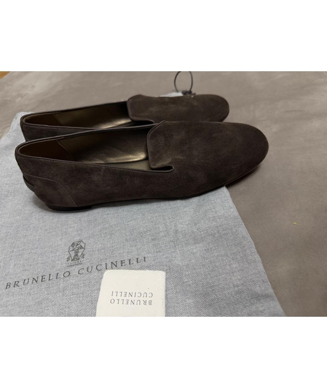 BRUNELLO CUCINELLI Коричневые замшевые мокасины, фото 4