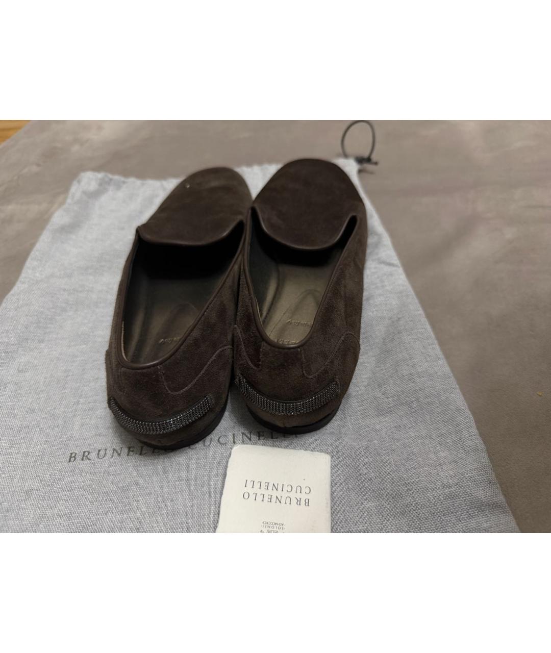BRUNELLO CUCINELLI Коричневые замшевые мокасины, фото 3