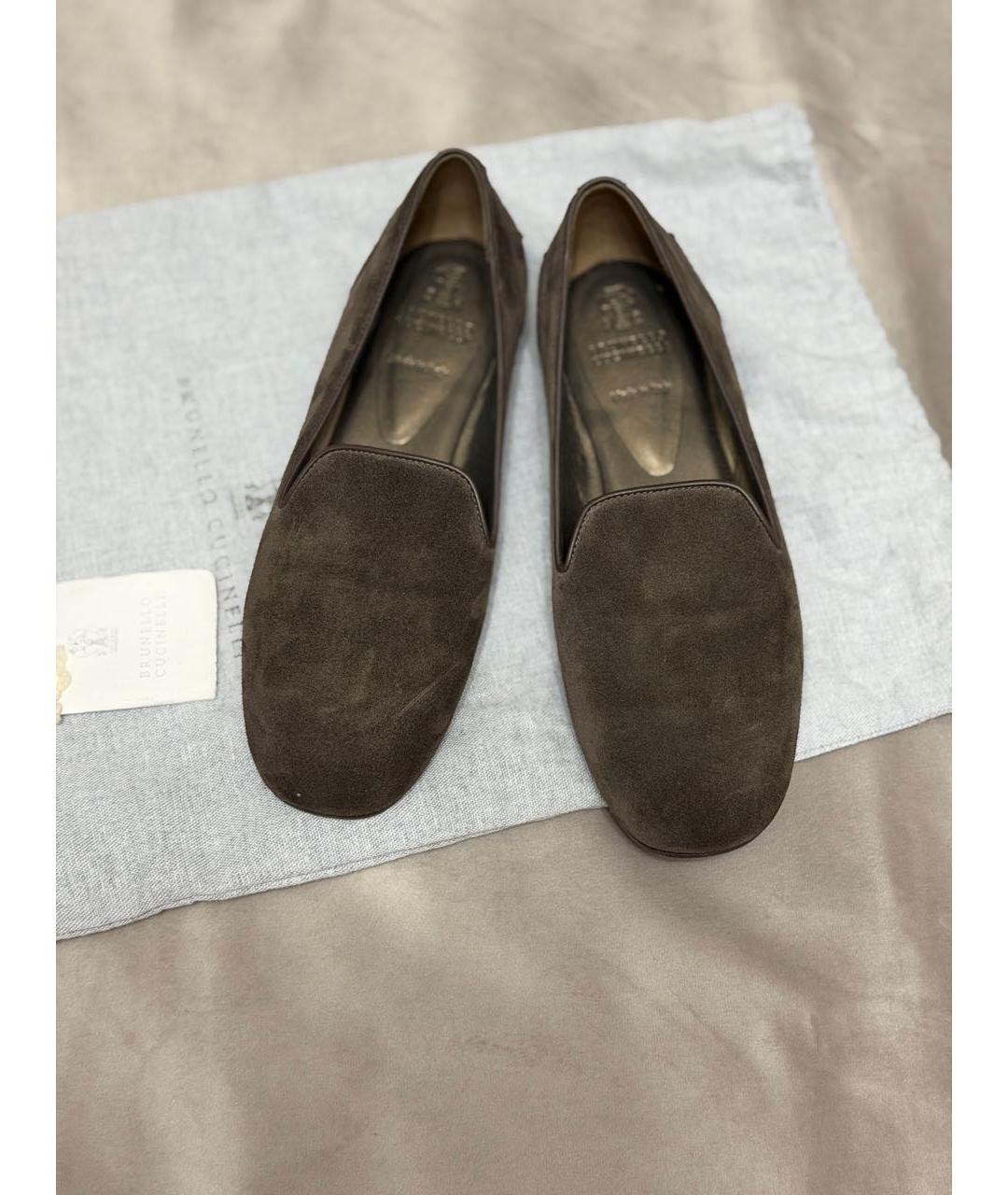 BRUNELLO CUCINELLI Коричневые замшевые мокасины, фото 2