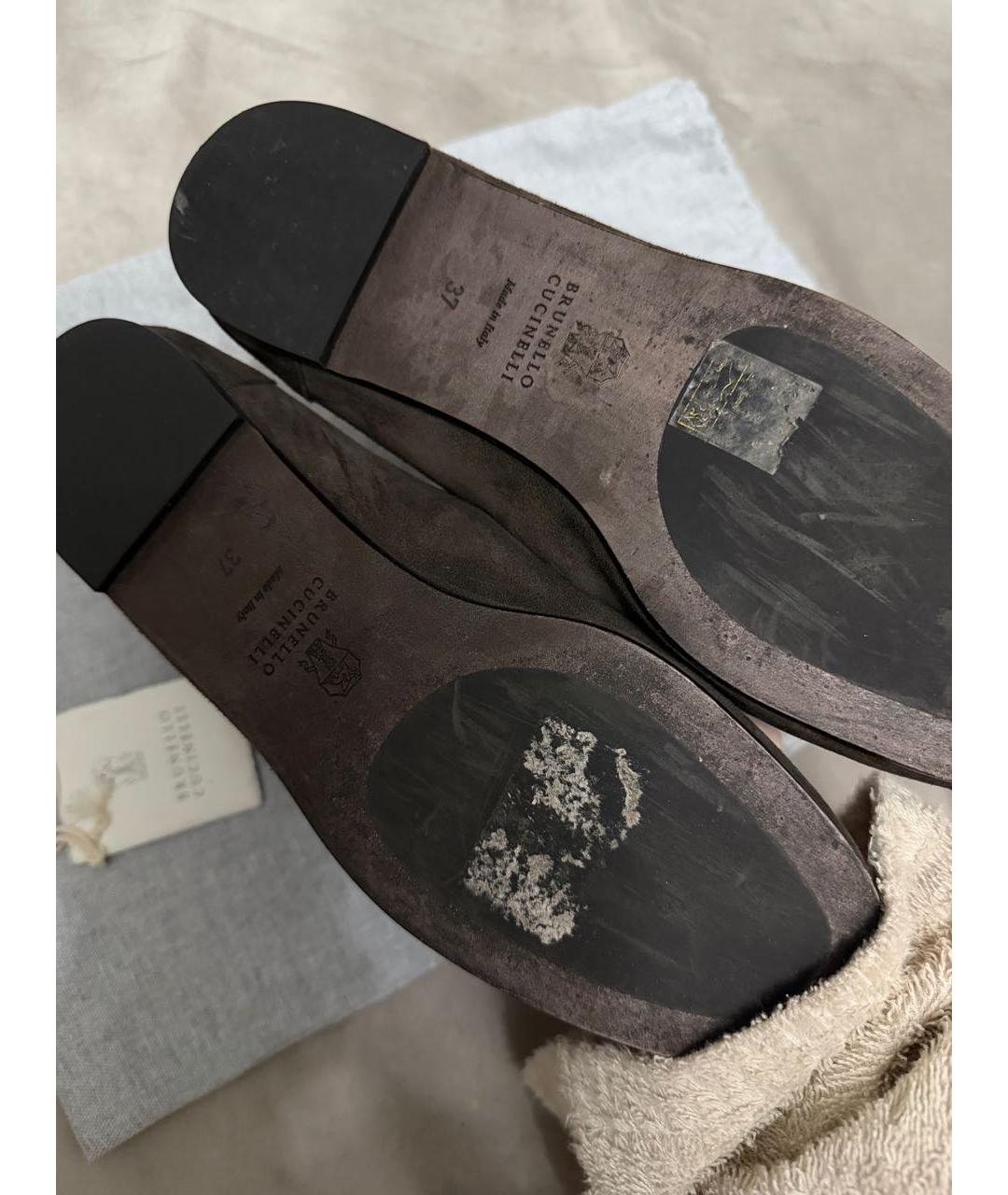 BRUNELLO CUCINELLI Коричневые замшевые мокасины, фото 5