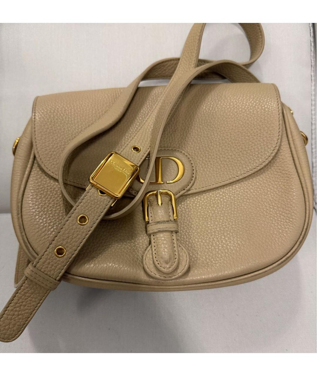 CHRISTIAN DIOR Бежевая кожаная сумка через плечо, фото 7
