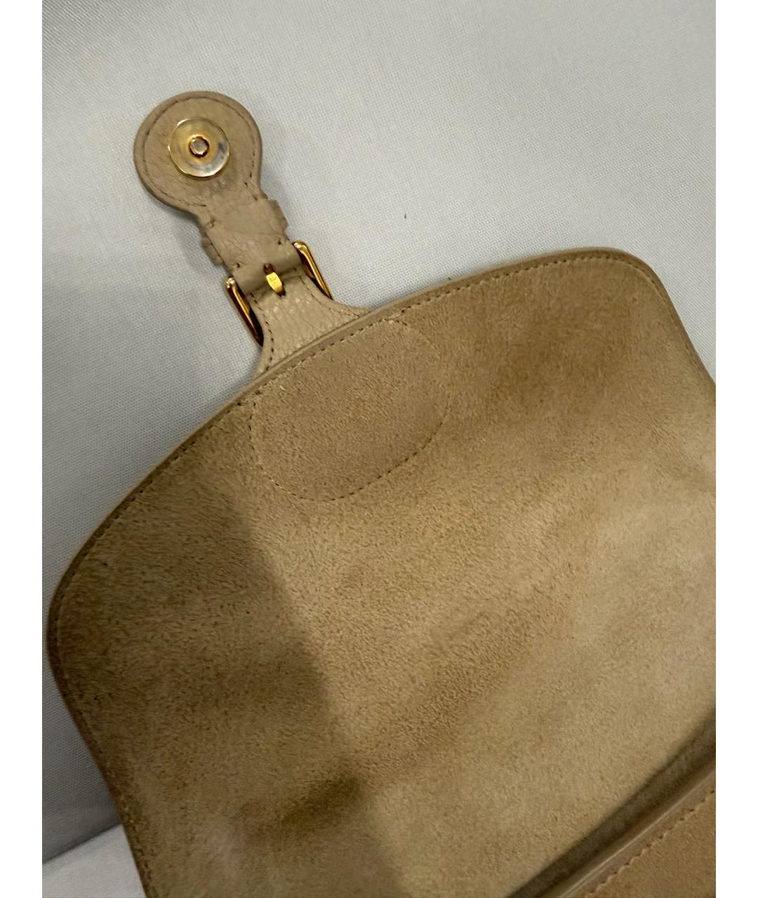 CHRISTIAN DIOR Бежевая кожаная сумка через плечо, фото 6
