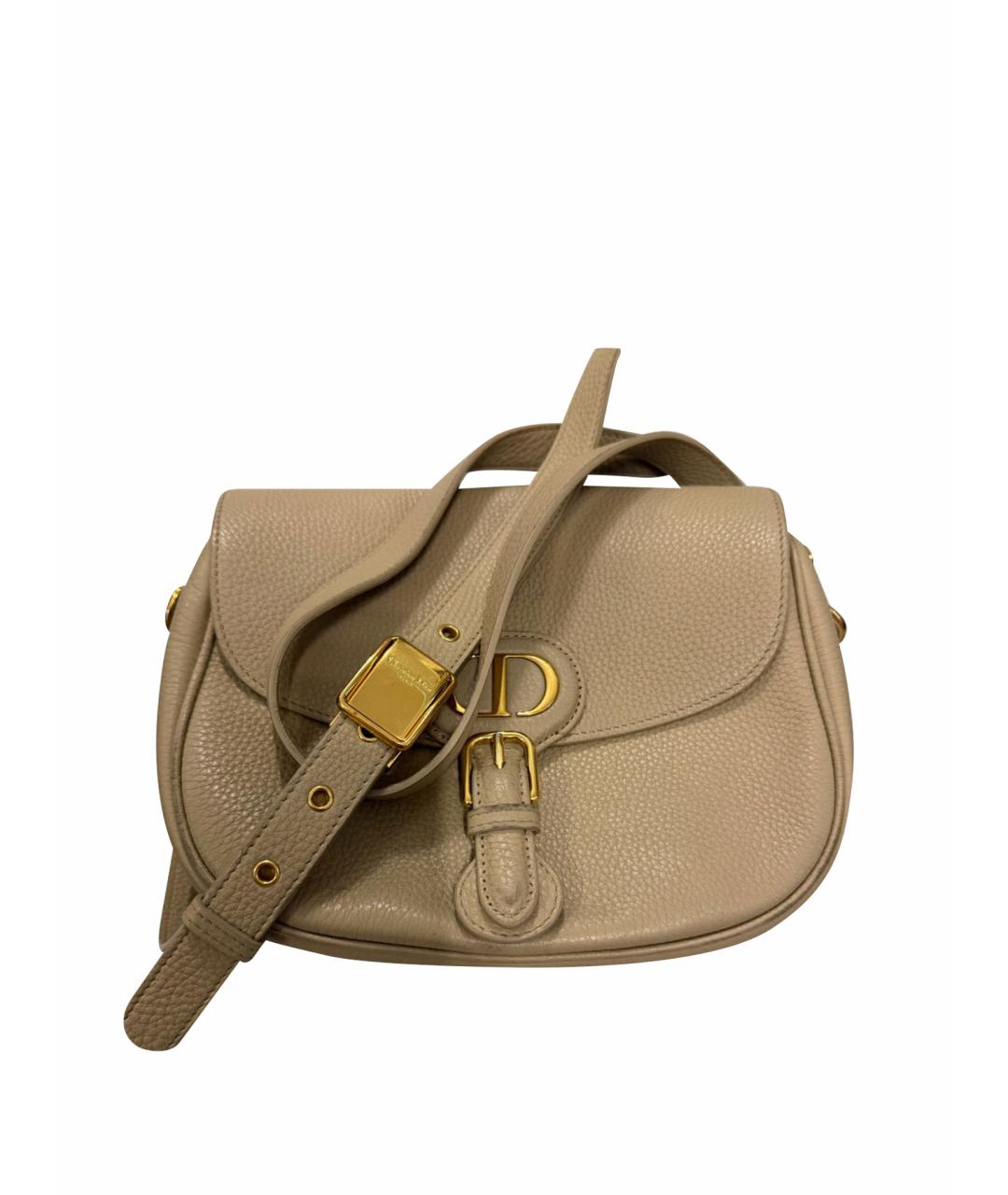 CHRISTIAN DIOR Бежевая кожаная сумка через плечо, фото 1