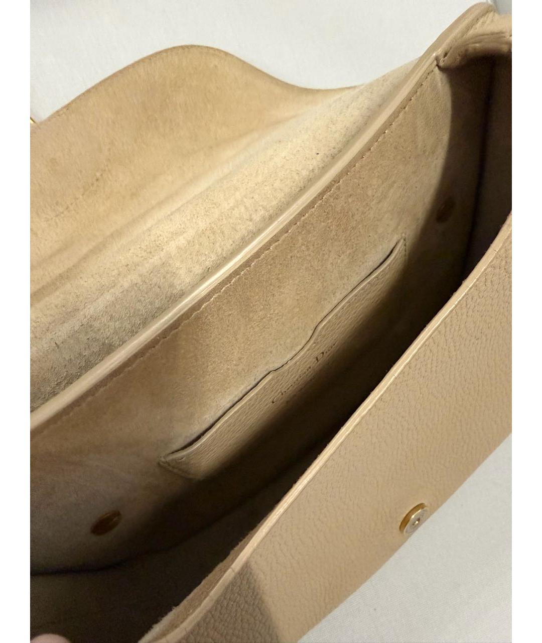 CHRISTIAN DIOR Бежевая кожаная сумка через плечо, фото 4
