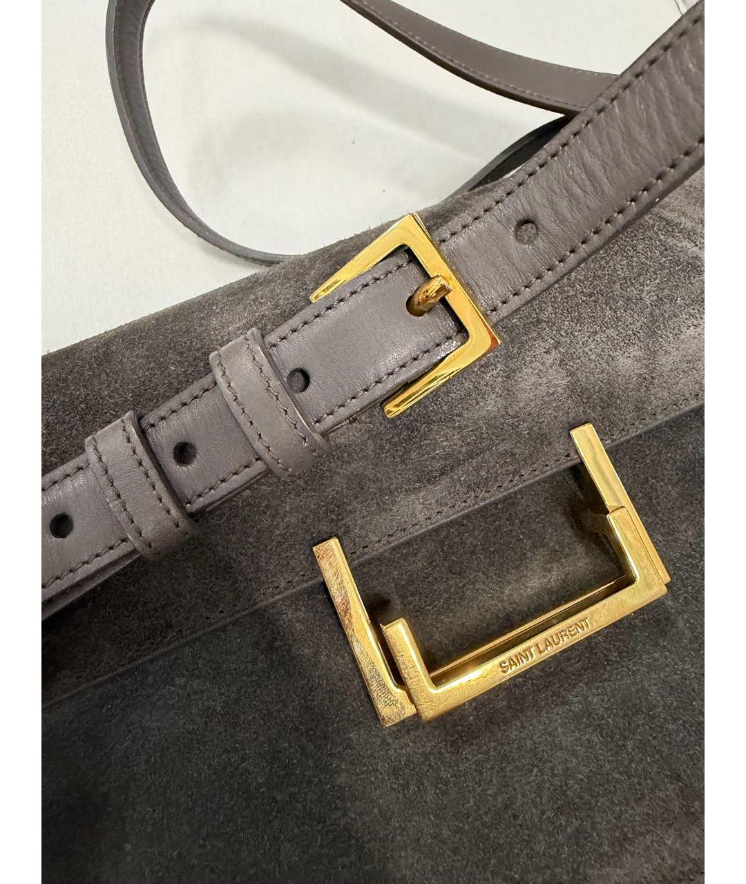 SAINT LAURENT Серая замшевая сумка через плечо, фото 8