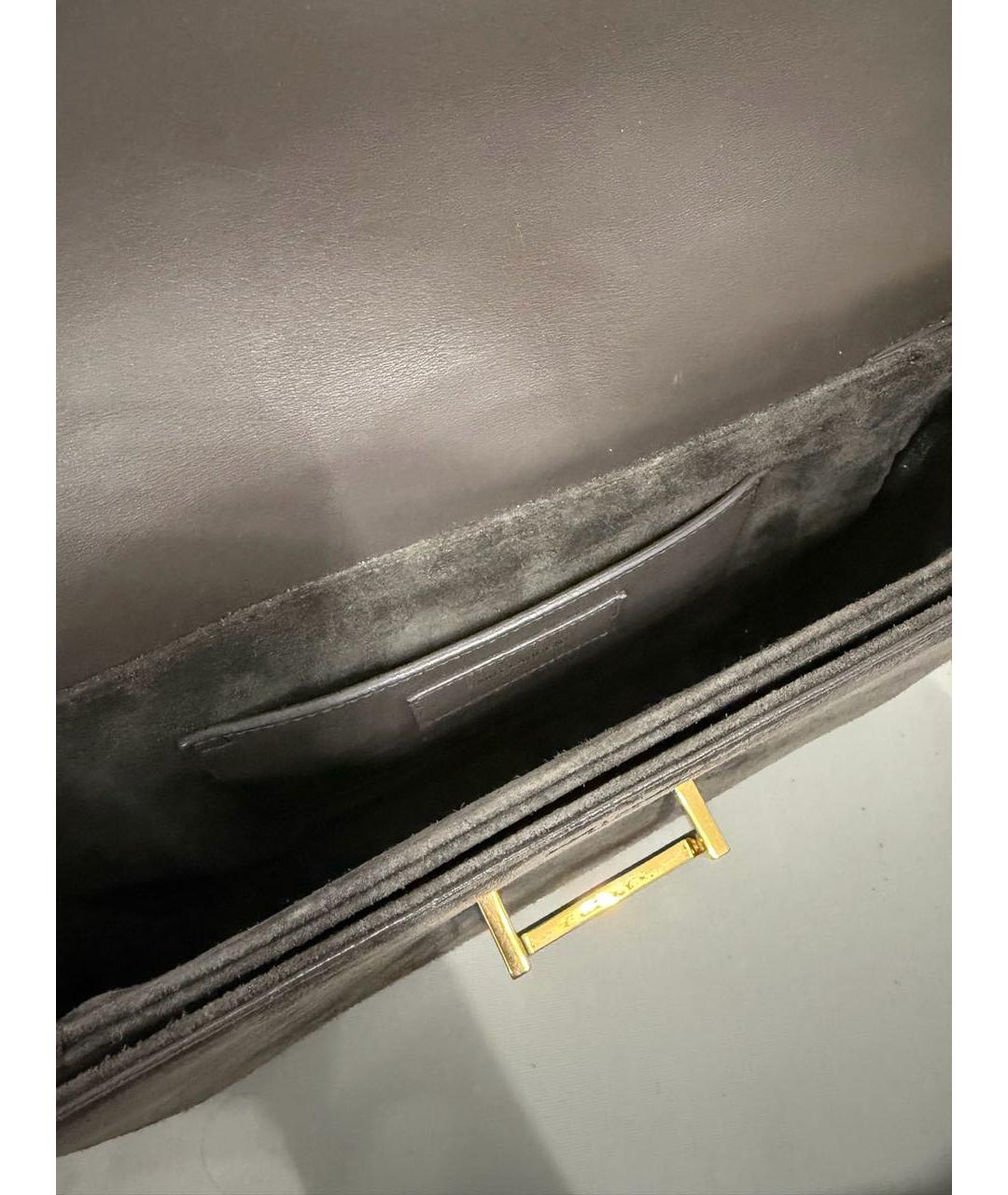 SAINT LAURENT Серая замшевая сумка через плечо, фото 4