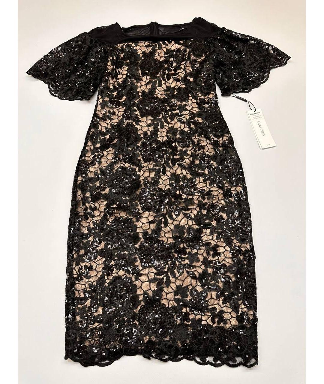 CALVIN KLEIN Черное кружевное платье, фото 9