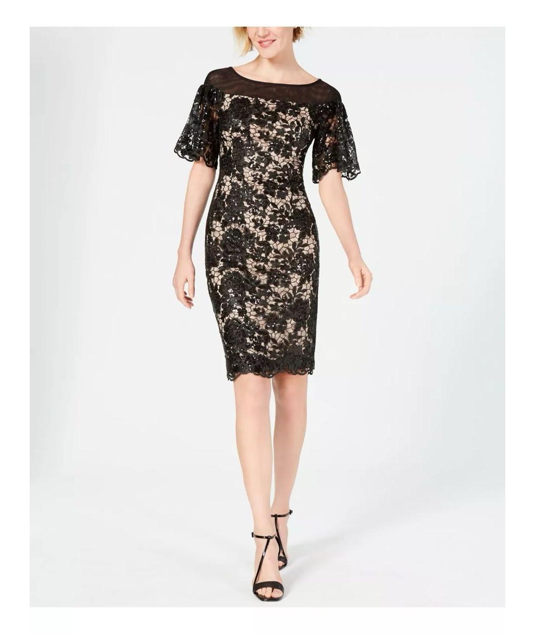 CALVIN KLEIN Черное кружевное платье, фото 7