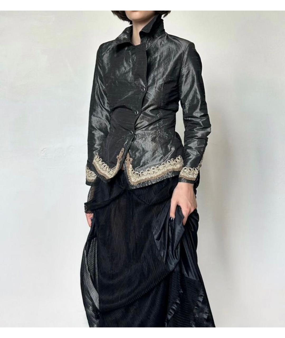 ERMANNO SCERVINO Антрацитовый полиэстеровый жакет/пиджак, фото 8